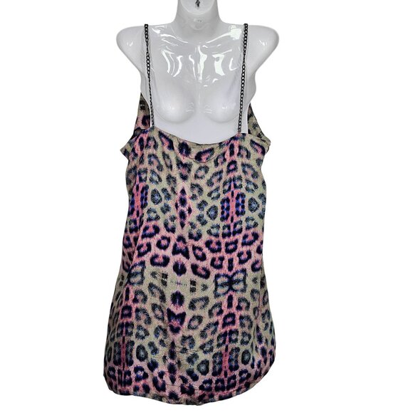 One Teaspoon Collision Mini Slip Dress Sleeveless‎ Animal Print Chain Strap XL - Picture 5 of 14